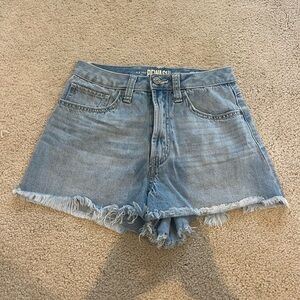 High-waisted blue jean shorts
